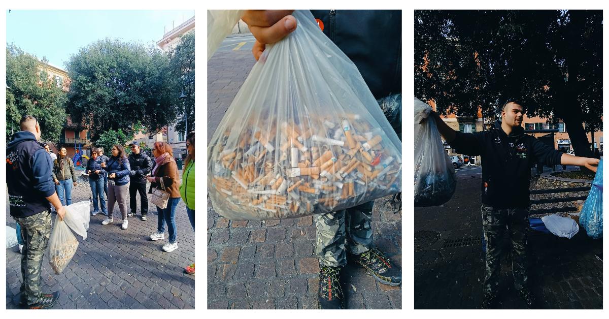 A Genova, raccolti 2,5 kg di mozziconi a Bolzaneto grazie ai volontari Plastic Free