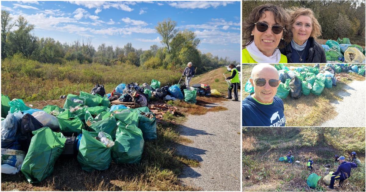 Novanta sacchi e oltre 1,3 tonnellate di rifiuti: maxi pulizia Plastic Free lungo il Po tra Guarda Veneta e Crespino (RO)